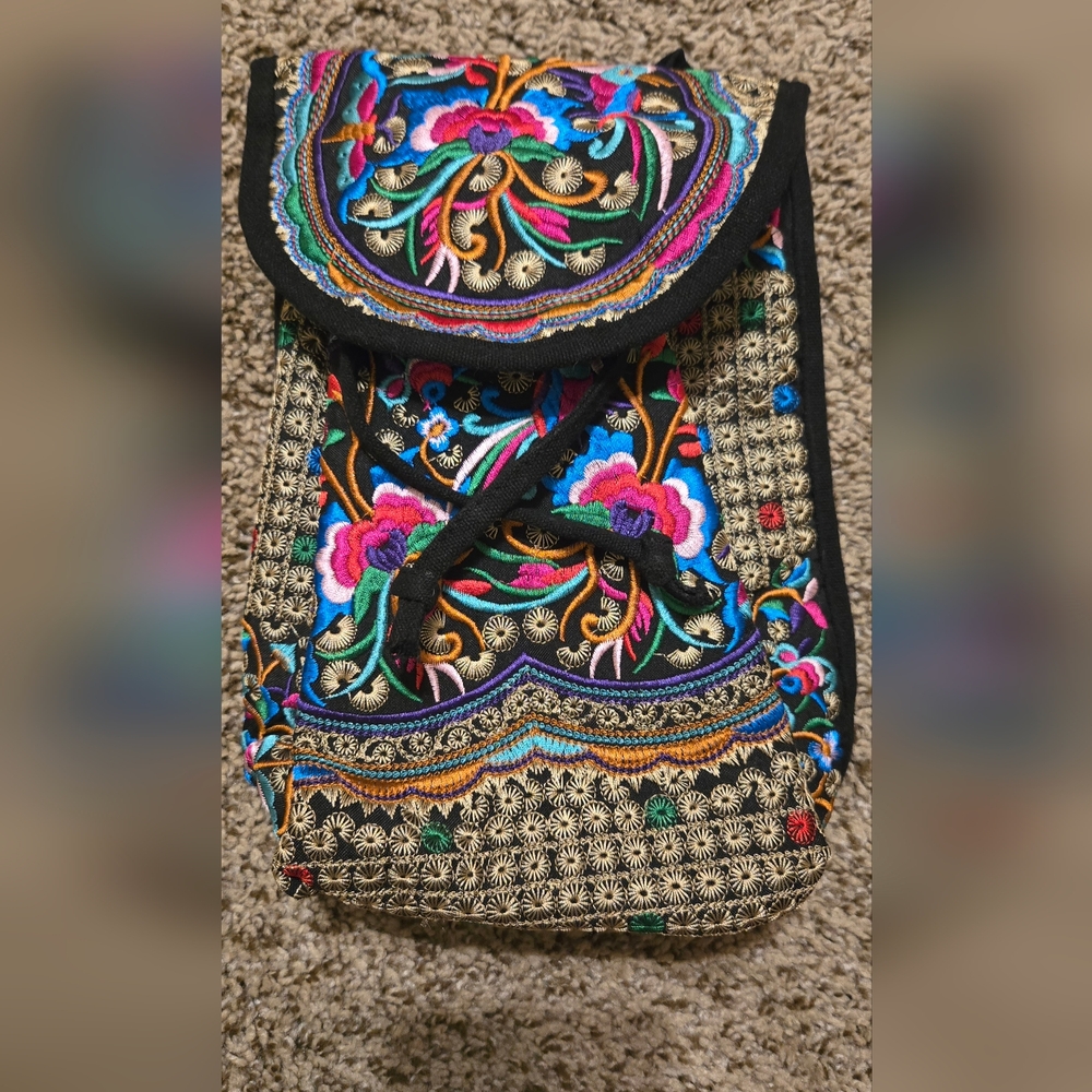 Embroidered small backpack